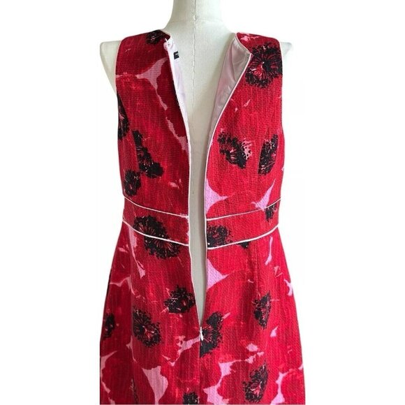 Ann Taylor Red Round Neck Sleeveless Lined Dress w/Zipper Closure - Picture 7 of 11
